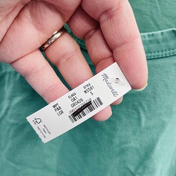Madewell Womens Small The Perfect Crewneck Tee in Allday Jersey in Green 2350 - Picture 8 of 9